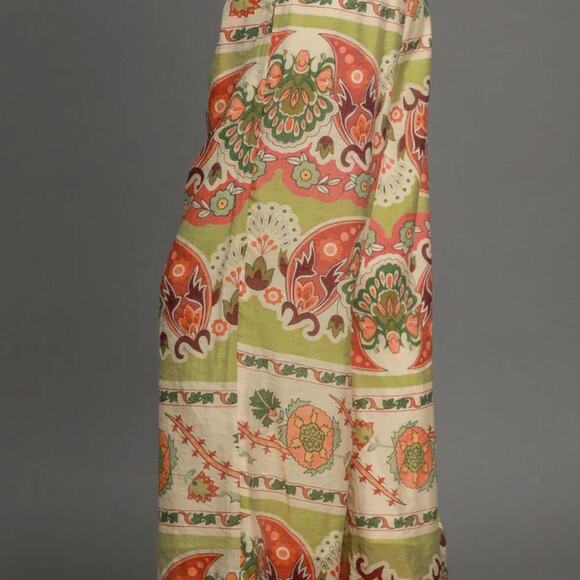 NEW Umgee Wide Leg Green And Paisley Border Print, Flowy Business Casual, Large - Picture 3 of 5